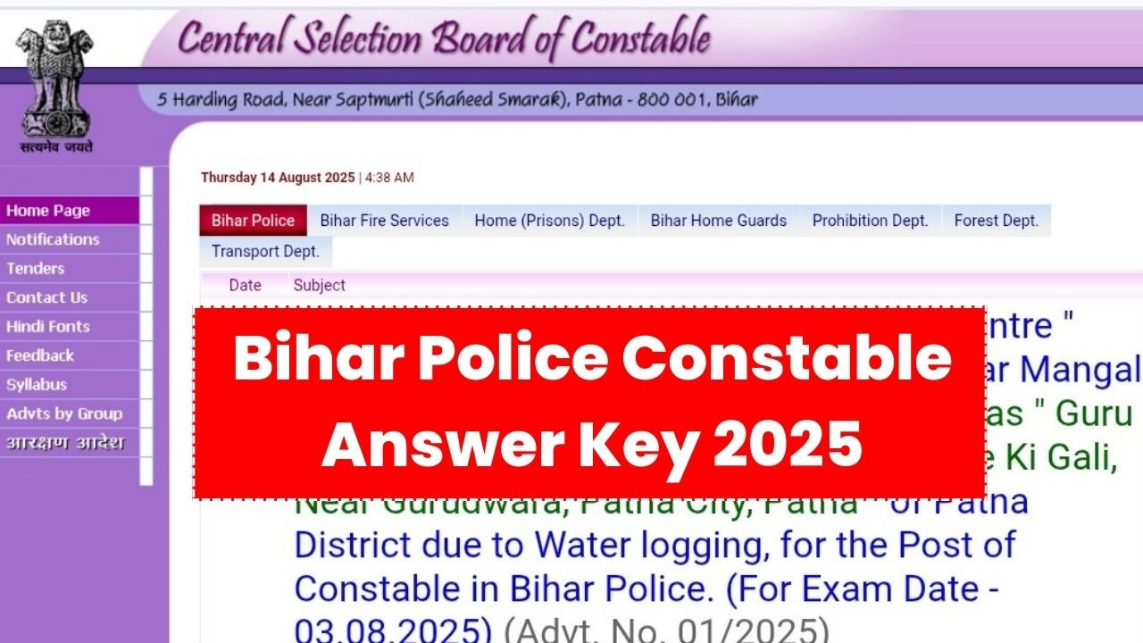 Bihar Police Constable Answer Key 2025