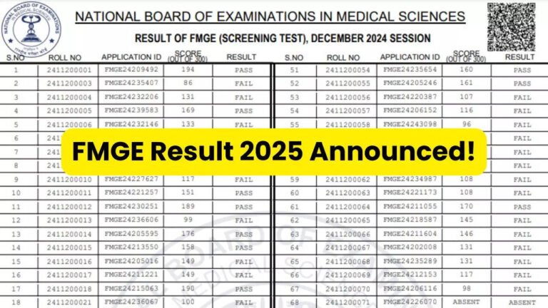 FMGE Result 2025 Declared