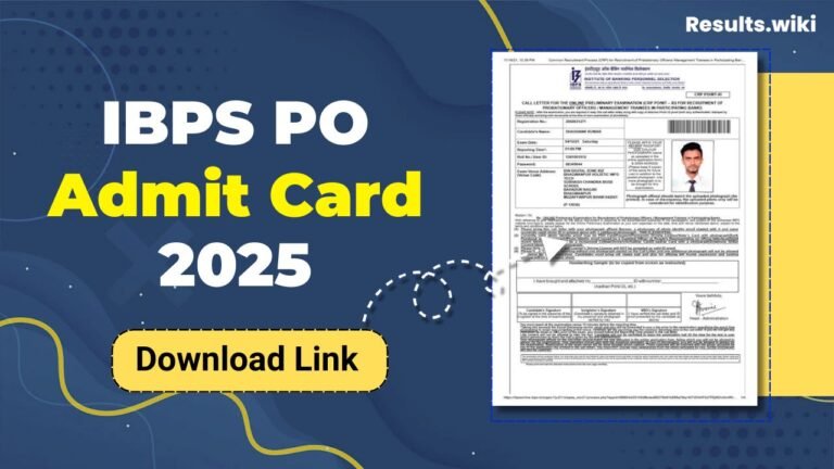IBPS PO Admit Card 2025 Prelims Hall Ticket PDF