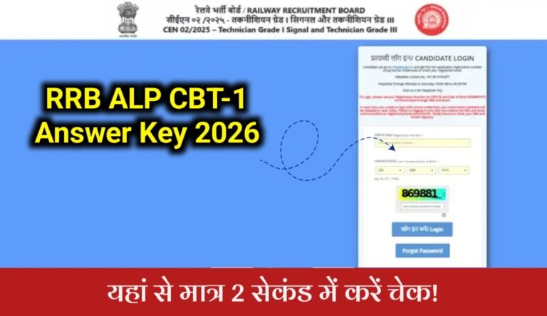 RRB ALP CBT 1 Answer Key 2026