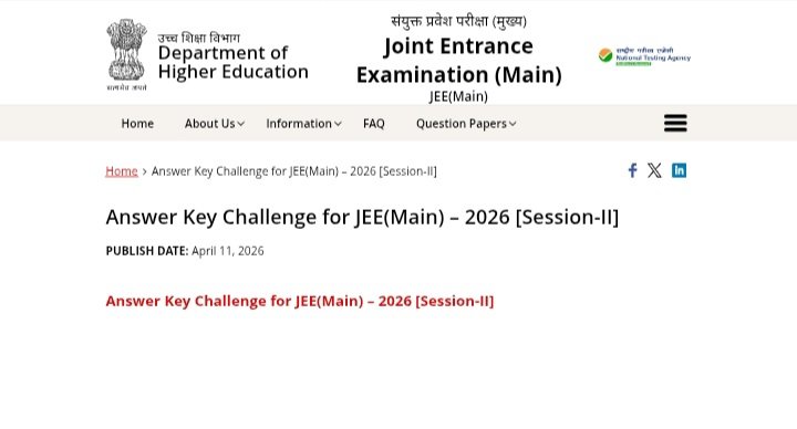 Answer Key Challenge for JEE(Main) – 2026 [Session-II]