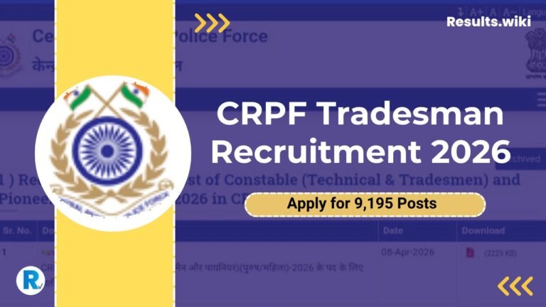 CRPF Tradesman Recruitment 2026