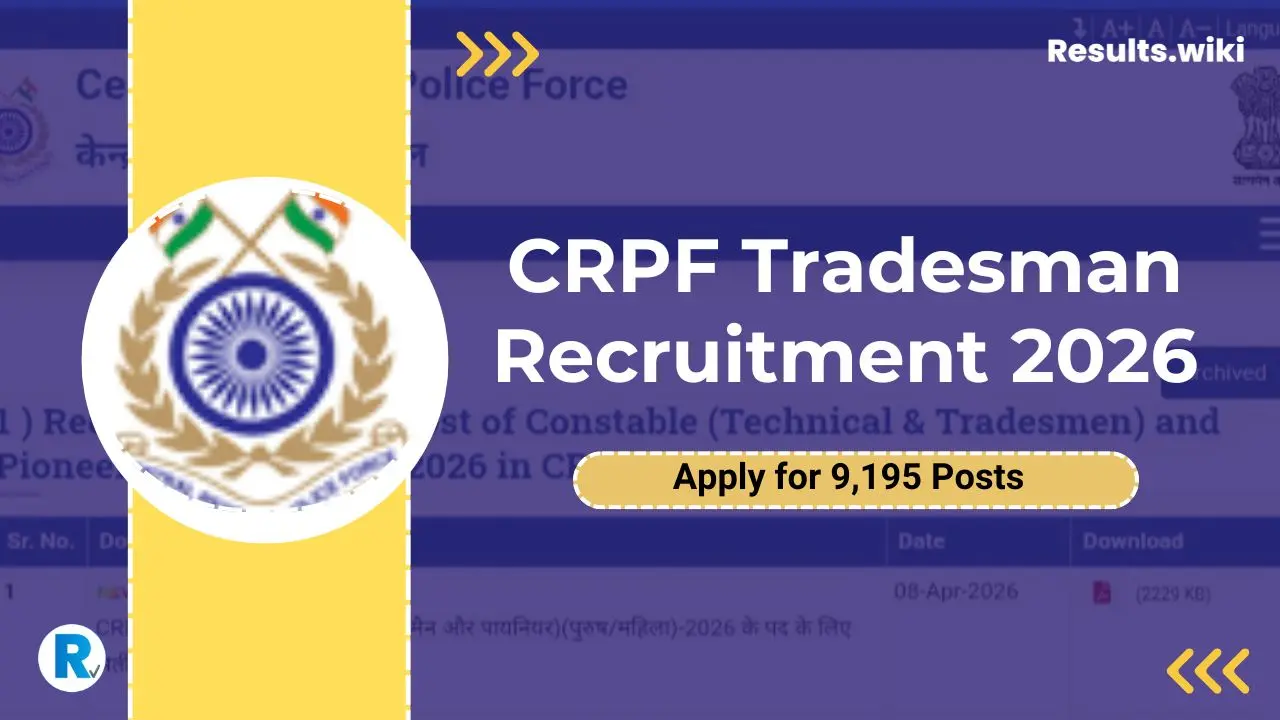 CRPF Tradesman Recruitment 2026