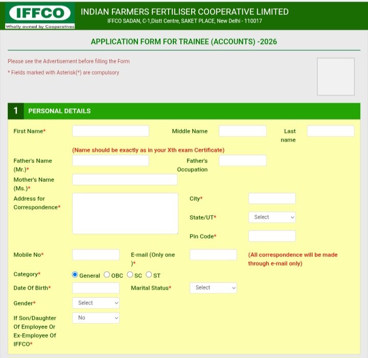How to Apply for IFFCO Trainee Step-1