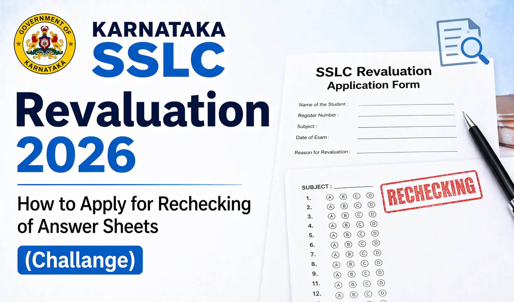 Karnataka SSLC Revaluation 2026 – How to Apply for Rechecking of Answer Sheets