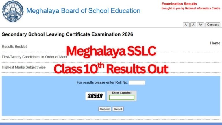 Meghalaya SSLC 10th Results 2026 Out