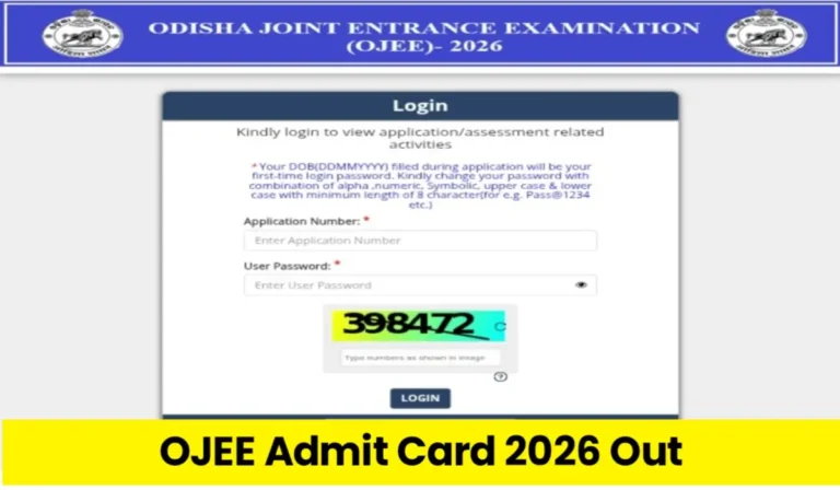 OJEE 2026 Admit Card Released Today – Download Hall Ticket at ojee.nic.in