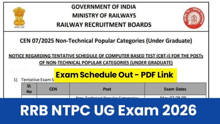 RRB NTPC UG Exam Date 2026