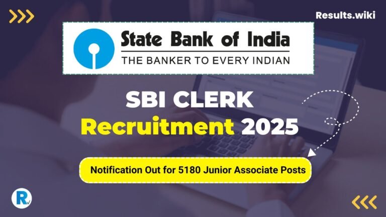 SBI Clerk Recruitment 2025 Notification our for 5180 Junior Associate Posts
