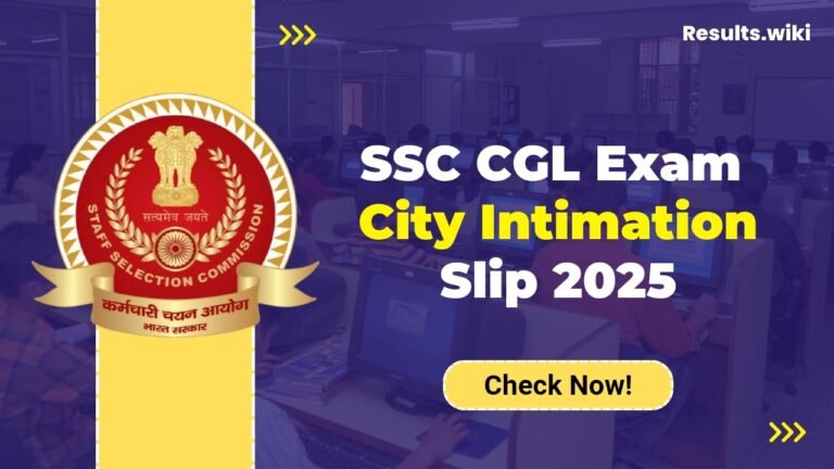 SSC CGL City Intimation Slip 2025